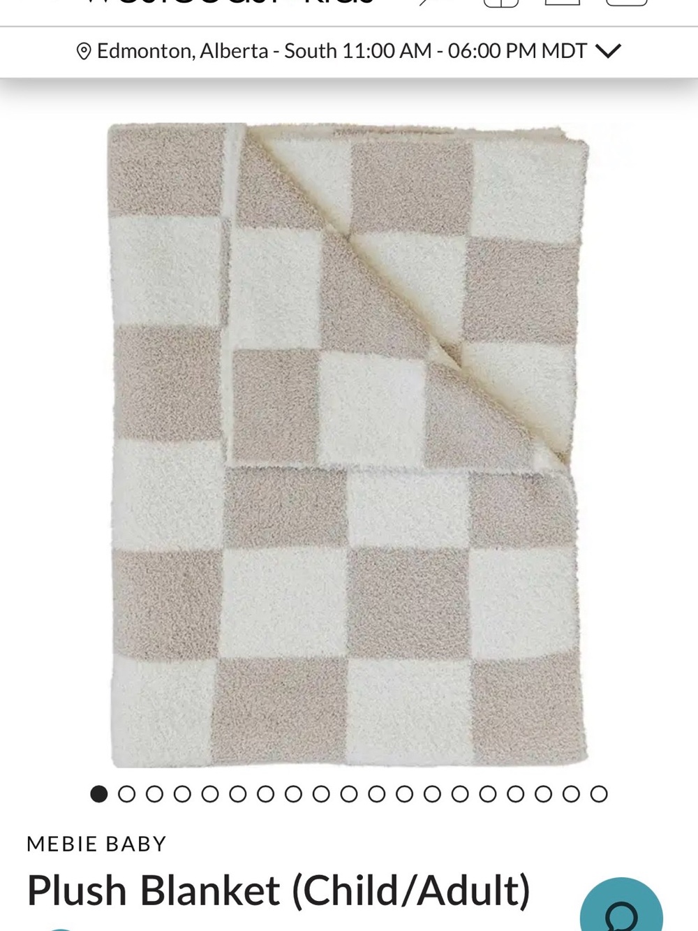 Mebie Baby Plush Checkerboard Blanket - Cream & Beige